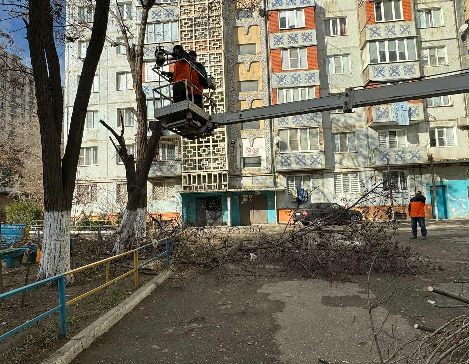 Спил аварийных деревьев на кладбище реклама.